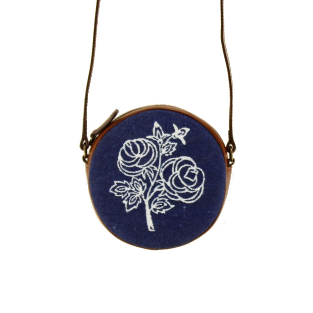 Dilians Blaudruck kleine runde Umhängetasche "Paulina" C0503