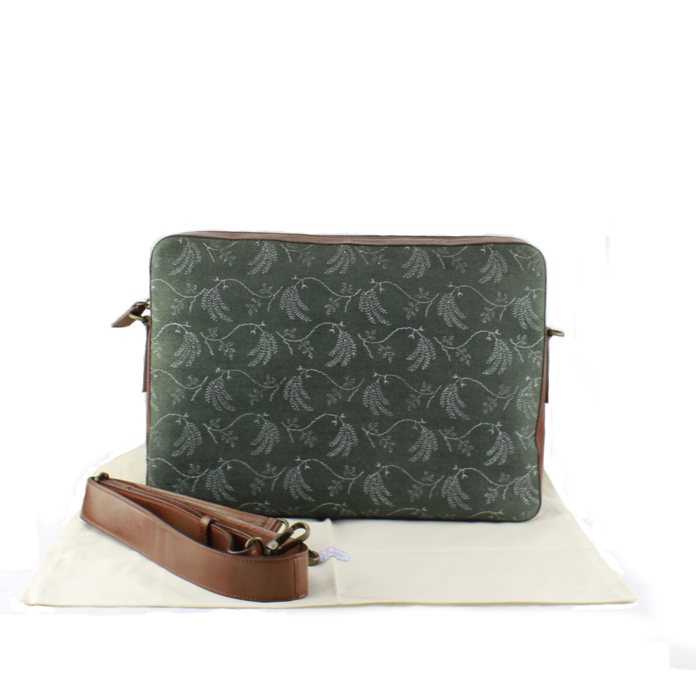 Dilians Blaudruck handbedruckte Laptop Schultertasche "Markus" K030301