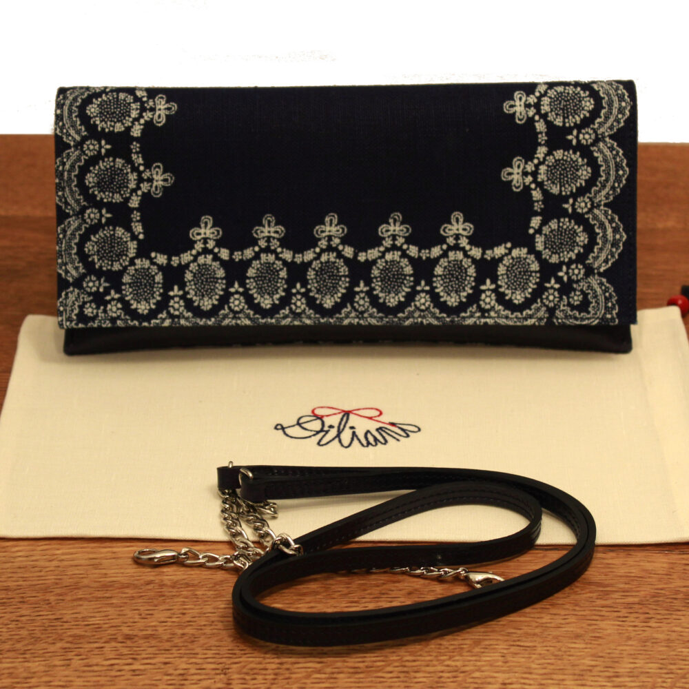 Dilians Blaudruck kleine Clutch Antje D5406